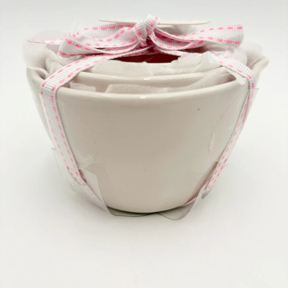 Rae Dunn Magenta‎ Measuring Cups Nesting Set ONE HALF THIRD QUARTER Pink Ribbon
